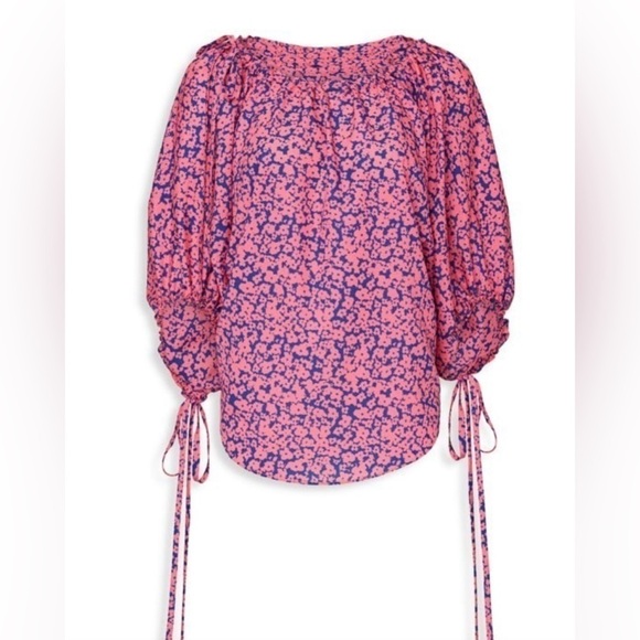 DEREK LAM Pink Floral Print Short Sleeve Blouse - Picture 1 of 10